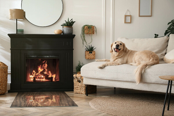 Dreptunghiulară protecție sub sobă Model natural din lemn