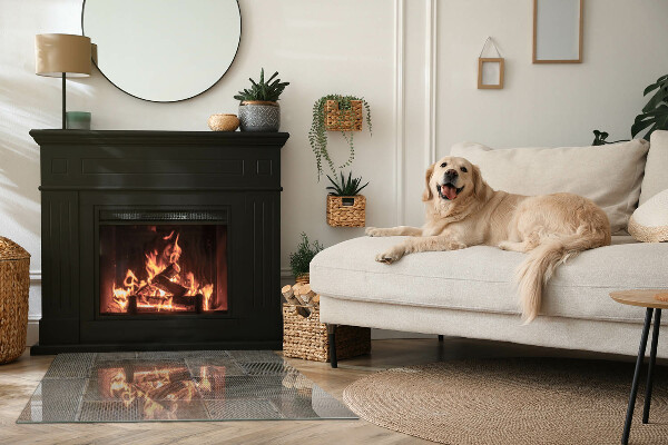 Dreptunghiulară sticlă securizată protecție sub sobă Model de tablă perforată