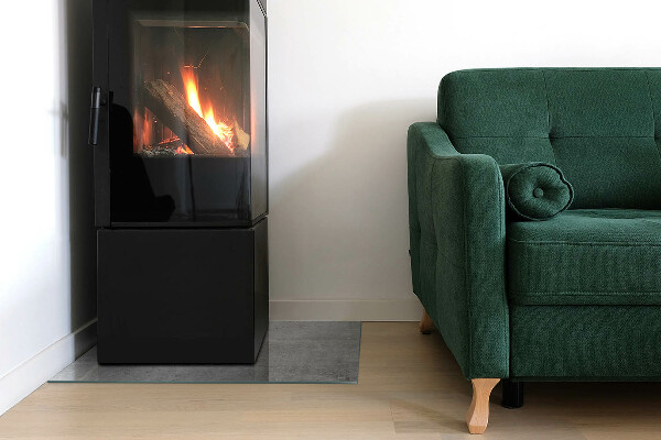 Dreptunghiulară sticlă sub șemineu Textură de beton brut