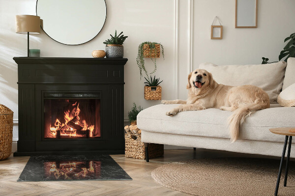 Dreptunghiulară protecție sub sobă Model elegant de marmură