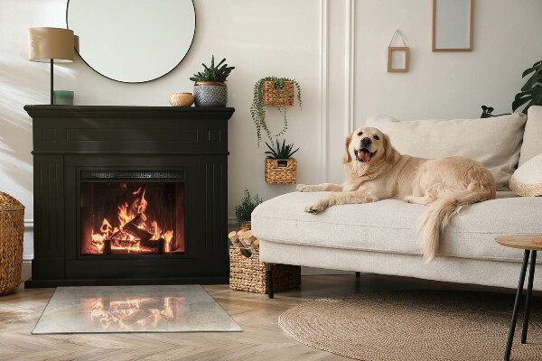 Dreptunghiulară sticlă sub șemineu Model de piatră naturală