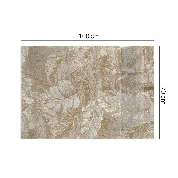 Dreptunghiulară sticlă securizată protecție sub sobă Frunze în modele subtile