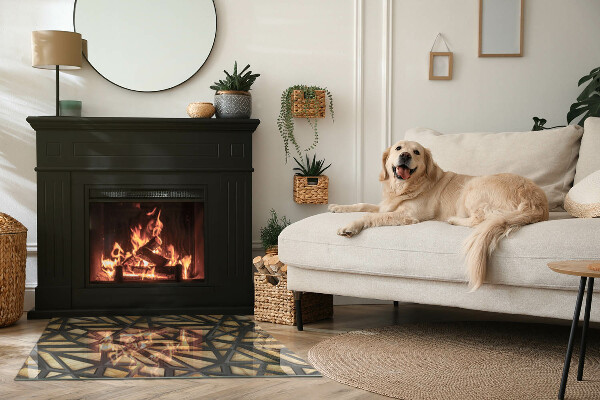 Dreptunghiulară sticlă sub șemineu Geometrie cu lemn