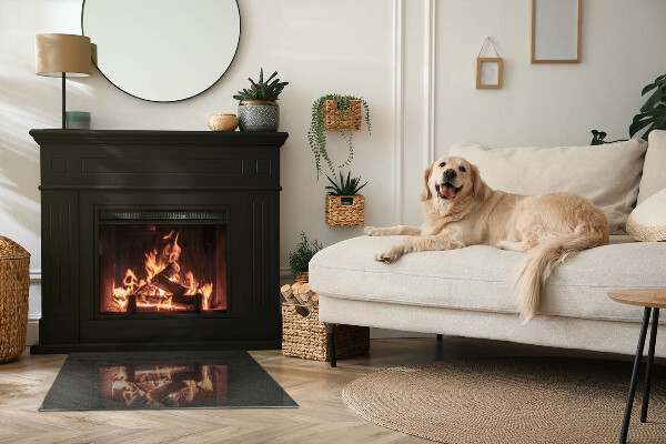 Dreptunghiulară sticlă sub șemineu Textura suprafeței pietrei