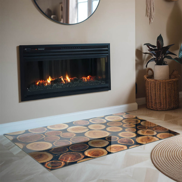 Dreptunghiulară sticlă sub șemineu Cutie cu lemn tăiat