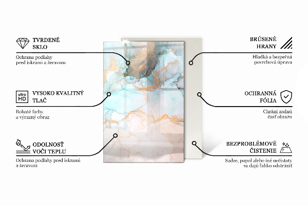 Dreptunghiulară sticlă securizată protecție sub sobă Model floral cu fluturi
