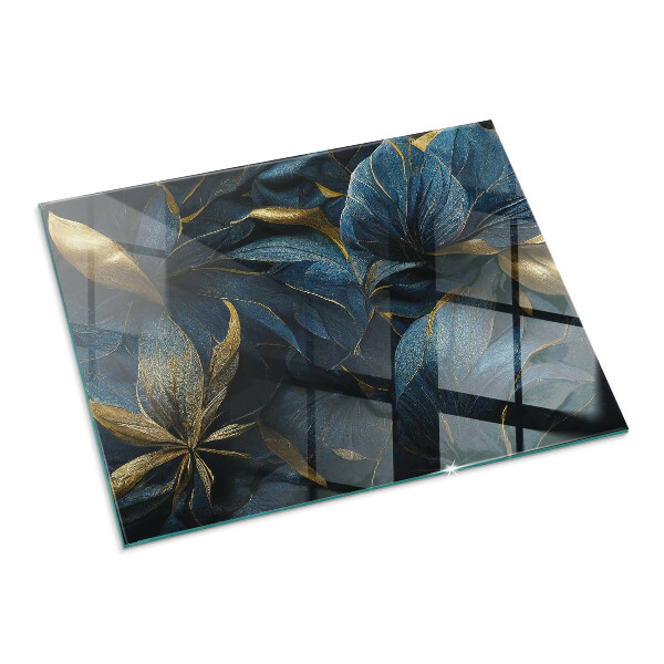 Dreptunghiulară sticlă securizată protecție sub sobă Frunze elegante în textură