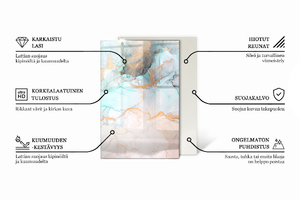 Dreptunghiulară sticlă securizată protecție sub sobă Frunze elegante în textură