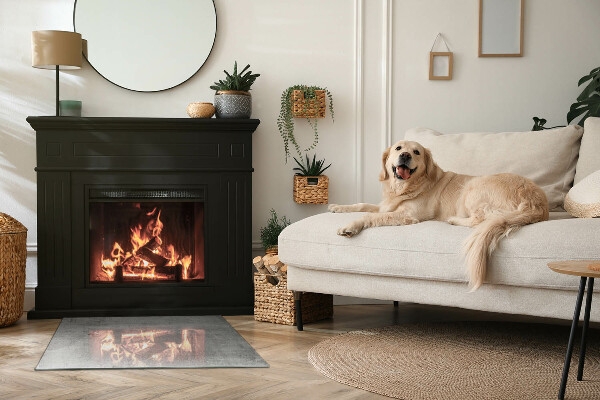 Dreptunghiulară sticlă securizată protecție sub sobă Textură de beton brut