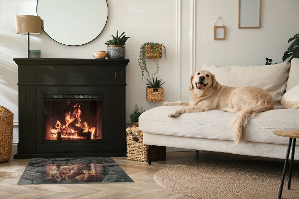 Dreptunghiulară sticlă securizată protecție sub sobă Model de piatră naturală