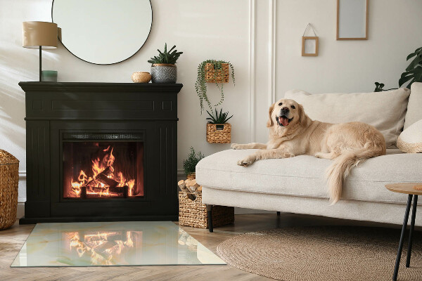 Dreptunghiulară sticlă securizată protecție sub sobă Model abstract de marmură