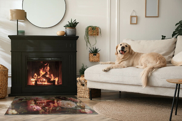 Dreptunghiulară protecție sub sobă Buchet de flori în detaliu