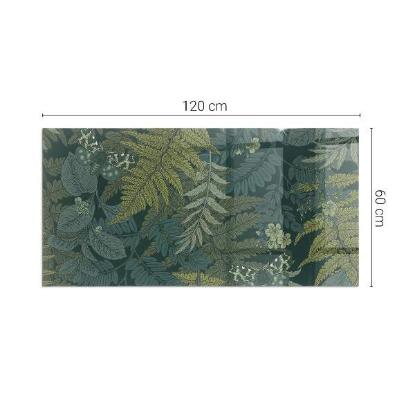 Dreptunghiulară sticlă sub șemineu Motive vegetale cu fluturi