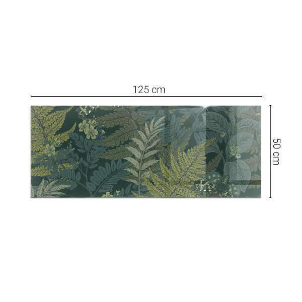 Dreptunghiulară sticlă sub șemineu Motive vegetale cu fluturi