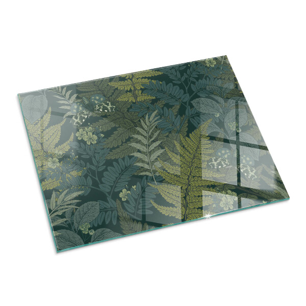 Dreptunghiulară sticlă sub șemineu Motive vegetale cu fluturi