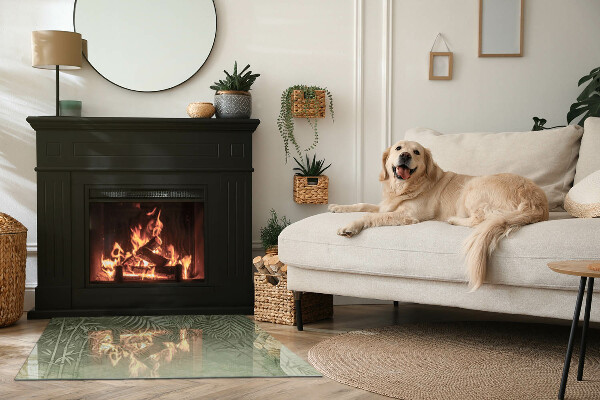 Dreptunghiulară sticlă securizată protecție sub sobă Frunze tropicale în fundal