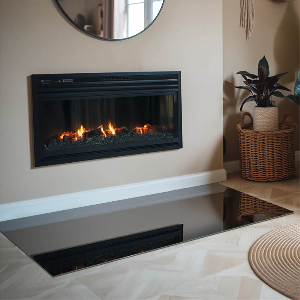 Dreptunghiulară protecție sub sobă Culoare Negru