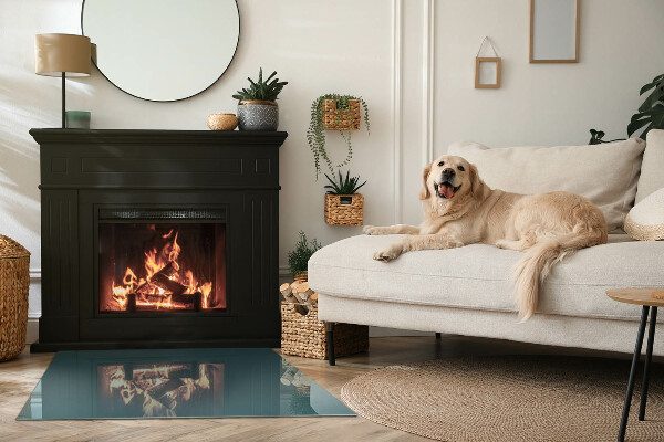 Dreptunghiulară sticlă sub șemineu Culoarea mării