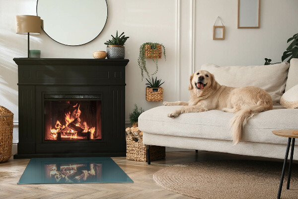 Dreptunghiulară sticlă sub șemineu Culoarea mării