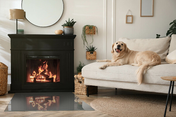 Dreptunghiulară sticlă securizată protecție sub sobă Culoare Gri-maro