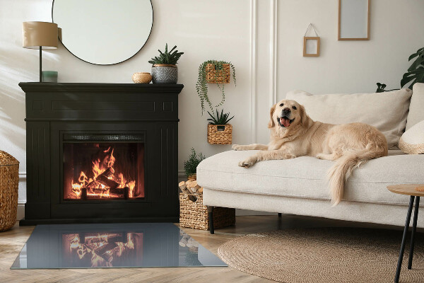 Dreptunghiulară sticlă sub șemineu Culoare Albastru închis