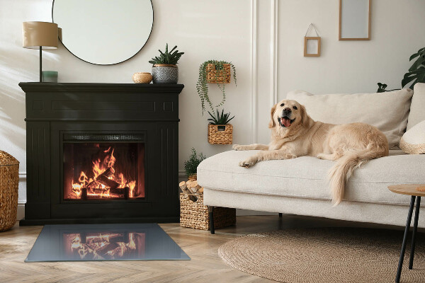 Dreptunghiulară sticlă sub șemineu Culoare Albastru închis