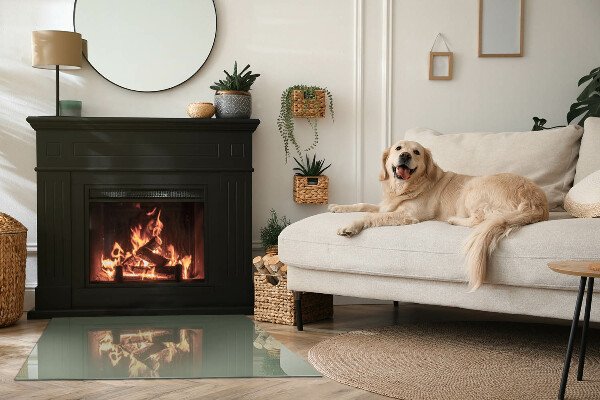 Dreptunghiulară sticlă securizată protecție sub sobă Culoare măslinie