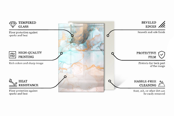 Dreptunghiulară sticlă sub șemineu Culoare Gri-verde