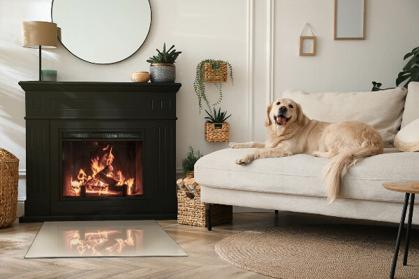 Dreptunghiulară sticlă sub șemineu Culoare bej