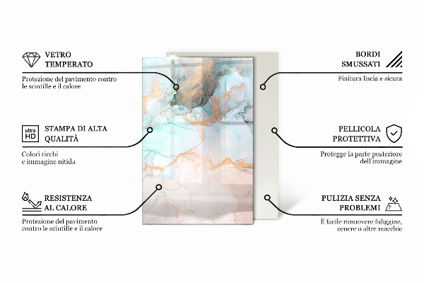 Dreptunghiulară sticlă sub șemineu Culoare Gri deschis