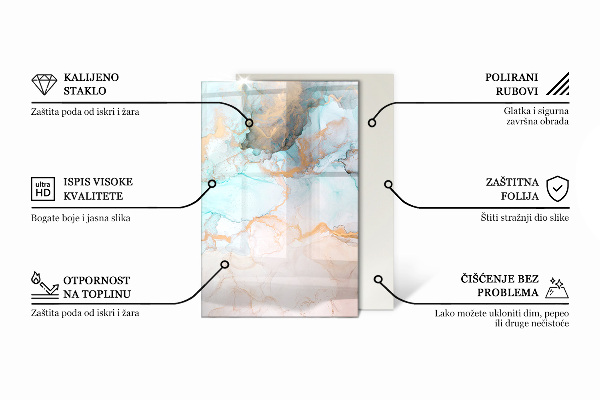 Dreptunghiulară sticlă sub șemineu Culoare fildeș