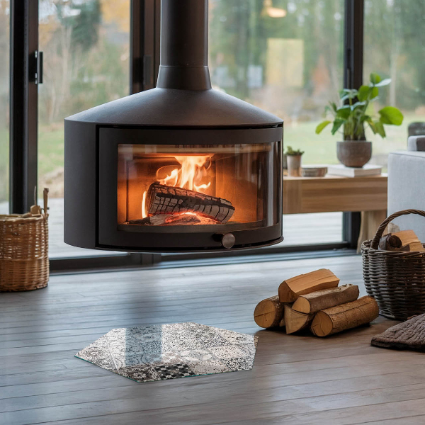 Hexagonală sticlă sub șemineu Modele decorative de plăci