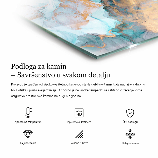 Hexagonală placă de sticlă pentru șemineu Model de marmură cu vene