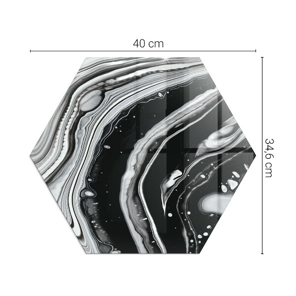 Hexagonală sticlă sub șemineu Valuri și linii abstracte