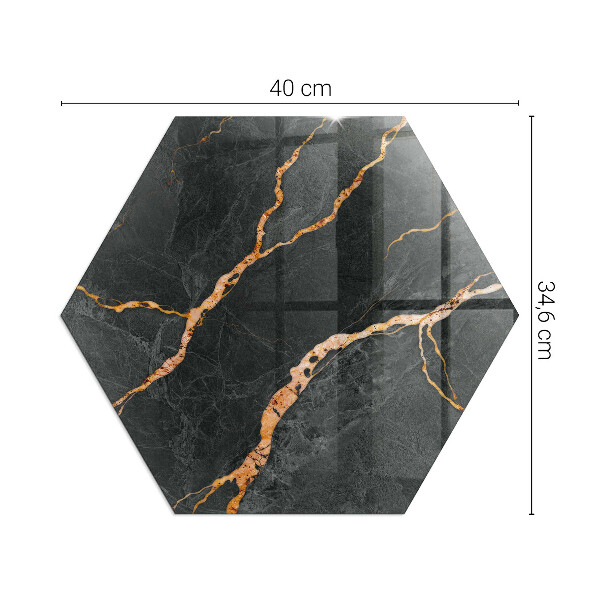 Hexagonală sticlă sub șemineu Marmură elegantă cu vene