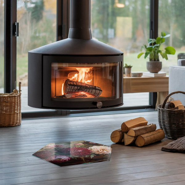 Hexagonală sticlă sub șemineu Buchet de flori în detaliu