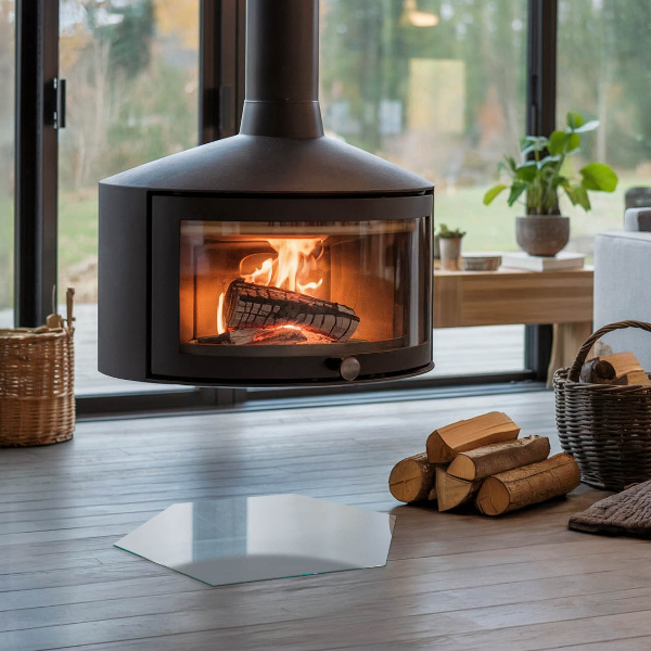 Hexagonală placă de sticlă pentru șemineu Culoare Gri