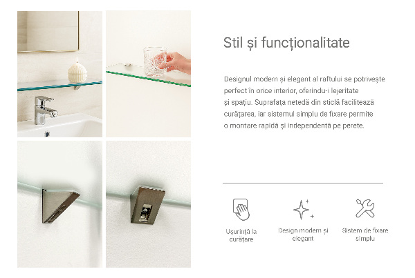 Raft de perete translucid cu dimensiunile 40x13 cm