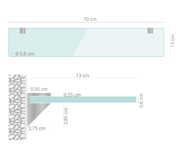 Raft pentru baie 70x13 cm