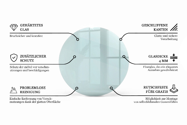Blat sticlă rotund transparentă