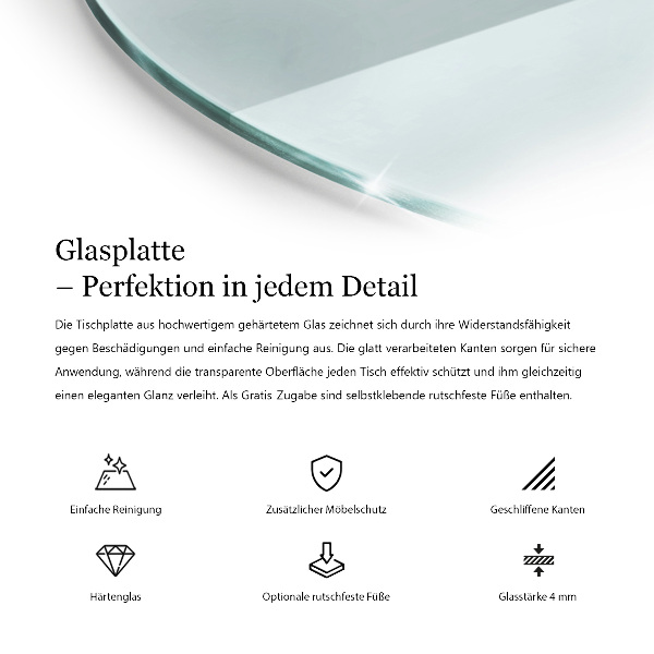 Blat sticlă rotund transparentă