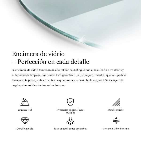 Blat sticlă rotund transparentă