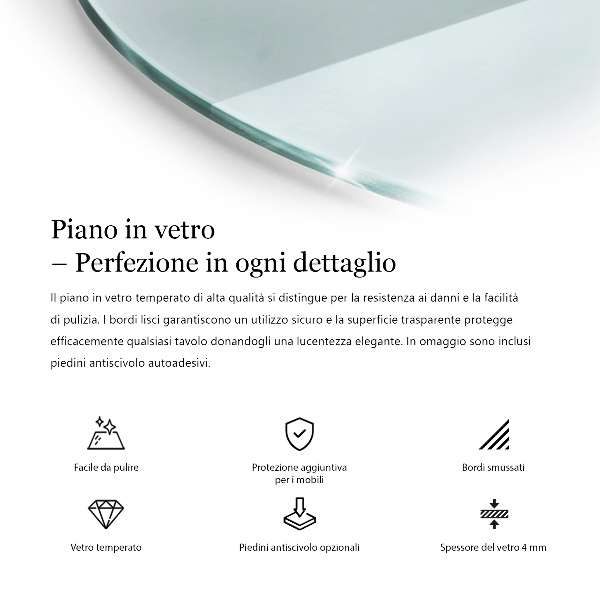 Blat sticlă rotund transparentă