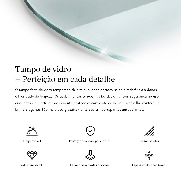 Blat sticlă rotund transparentă