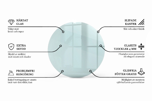 Blat sticlă rotund transparentă