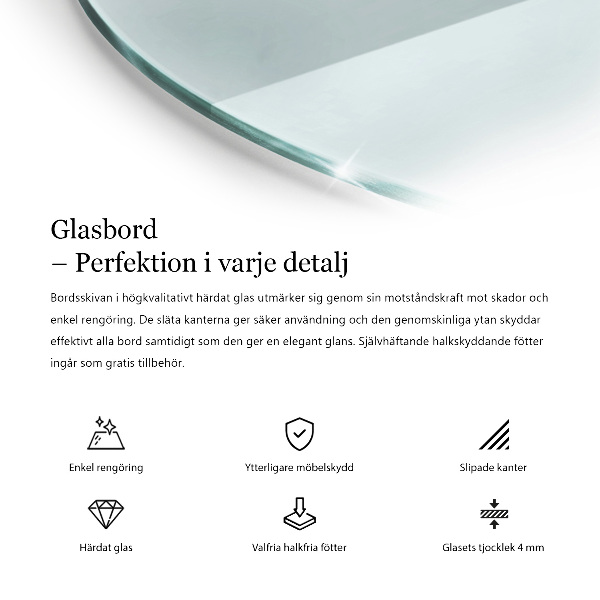 Blat sticlă rotund transparentă