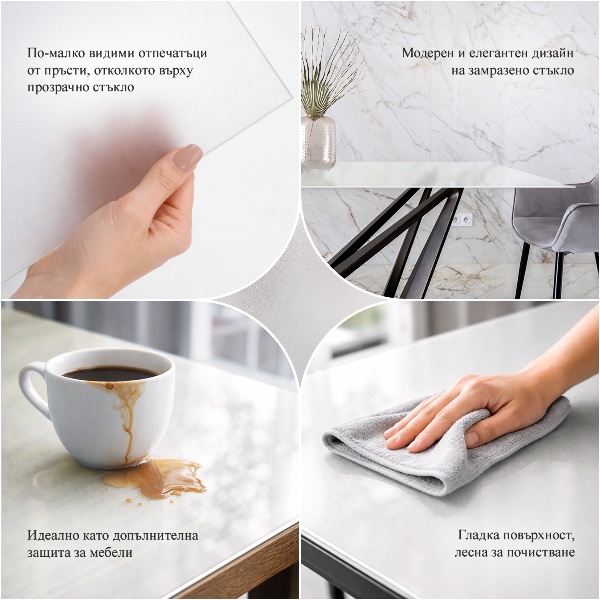 Blat din sticlă securizată, semitransparent, dreptunghiular