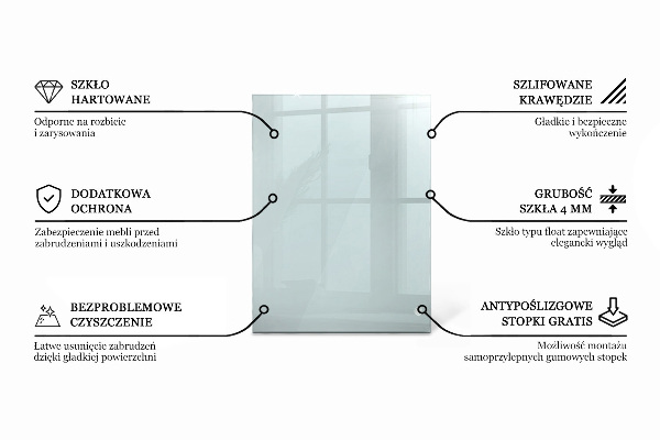 Blat de masă dreptunghiular transparent