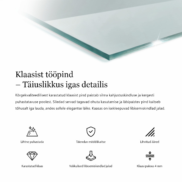 Blat de masă dreptunghiular transparent