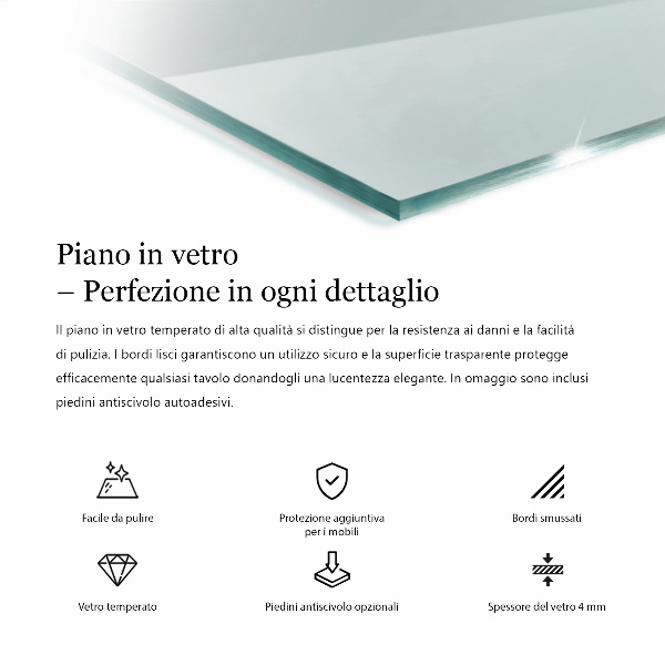 Blat de masă dreptunghiular transparent